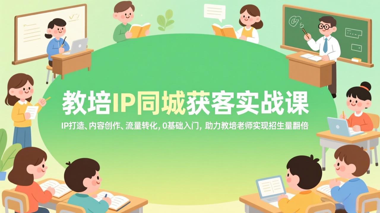 教培IP同城获客实战课，IP打造、内容创作、流量转化，0基础入门，助力教培老师实现招生量翻倍-小艾项目网
