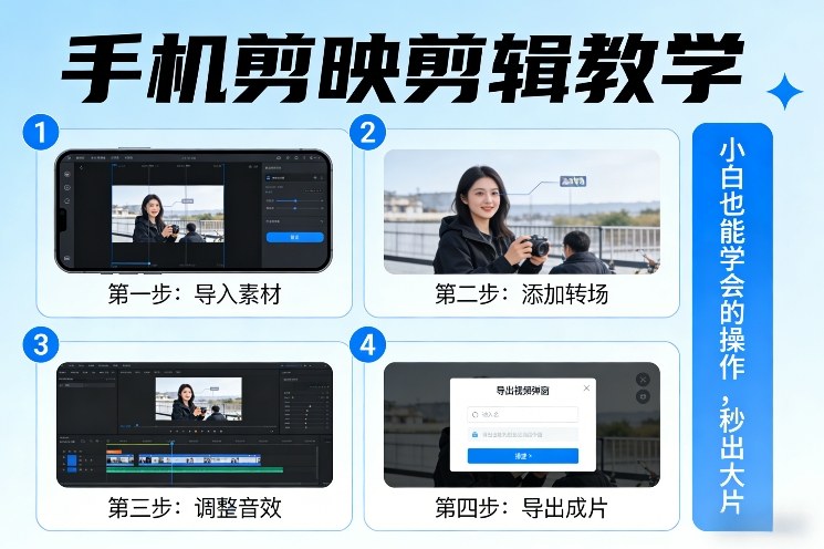 手机剪映剪辑教学，小白也能学会的操作，秒出大片-小艾项目网