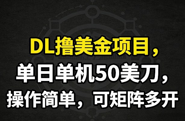 DL撸美金项目，单日单机50美刀，操作简单，可矩阵多开-小艾项目网