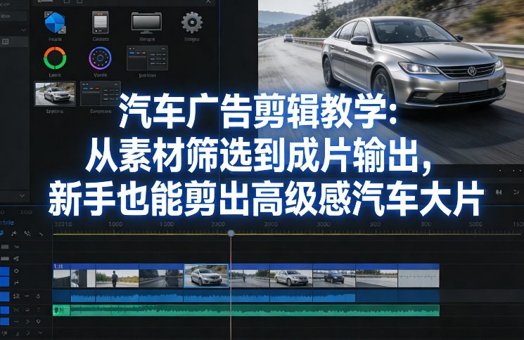 汽车广告剪辑教学：从素材筛选到成片输出，新手也能剪出高级感汽车大片-小艾项目网