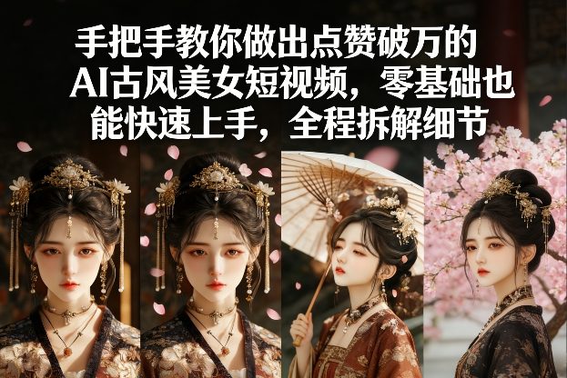 手把手教你做出点赞破万的AI古风美女短视频，零基础也能快速上手，全程拆解细节-小艾项目网