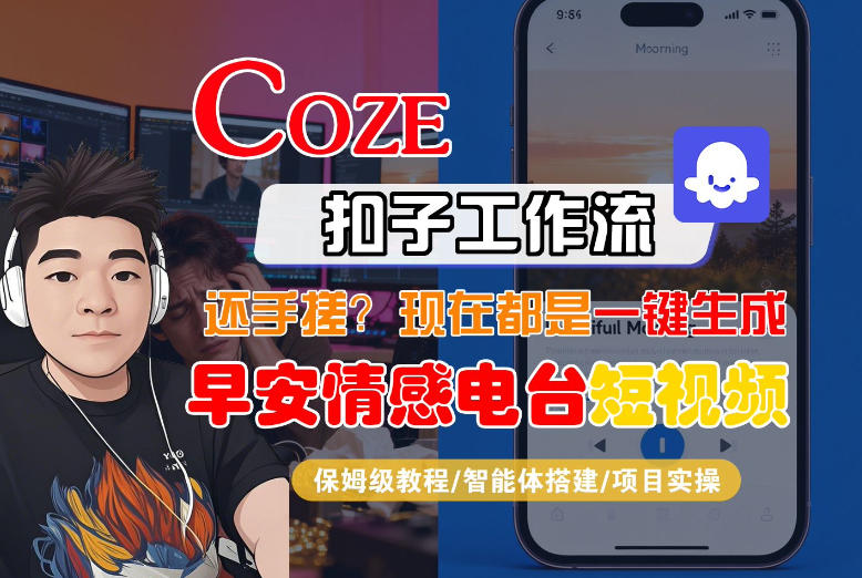 【Coze工作流搭建实操教程】【coze】早安情感电台日签视频还在手动做？用扣子工作流自动生成，省时90%-小艾项目网