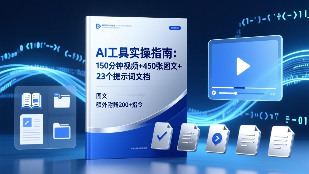 AI工具实操指南：150分钟视频+450张图文+23个提示词文档，额外附赠200+指令-小艾项目网