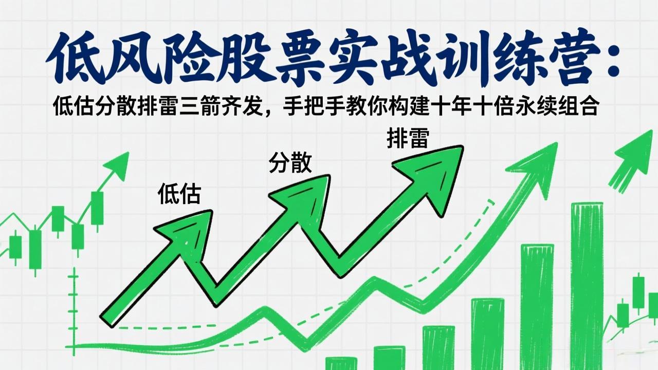 低风险股票实战训练营：低估分散排雷三箭齐发，手把手教你构建十年十倍永续组合-小艾项目网