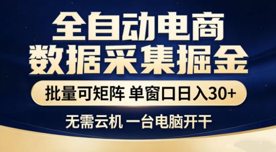 独家电商数据全自动采集项目，批量可矩阵，单窗口轻松日入3张+【揭秘】-小艾项目网