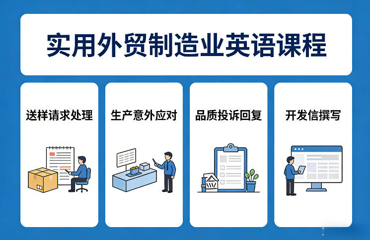 实用外贸制造业英语课程，教你专业处理送样请求、应对生产意外、回复品质投诉、撰写开发信等-小艾项目网