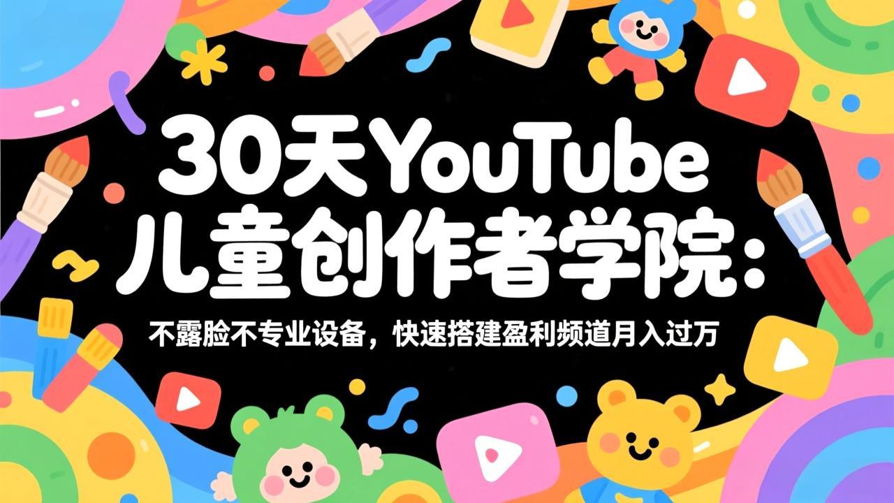 30天YouTube儿童创作者学院：不露脸不专业设备，快速搭建盈利频道月入过万-小艾项目网