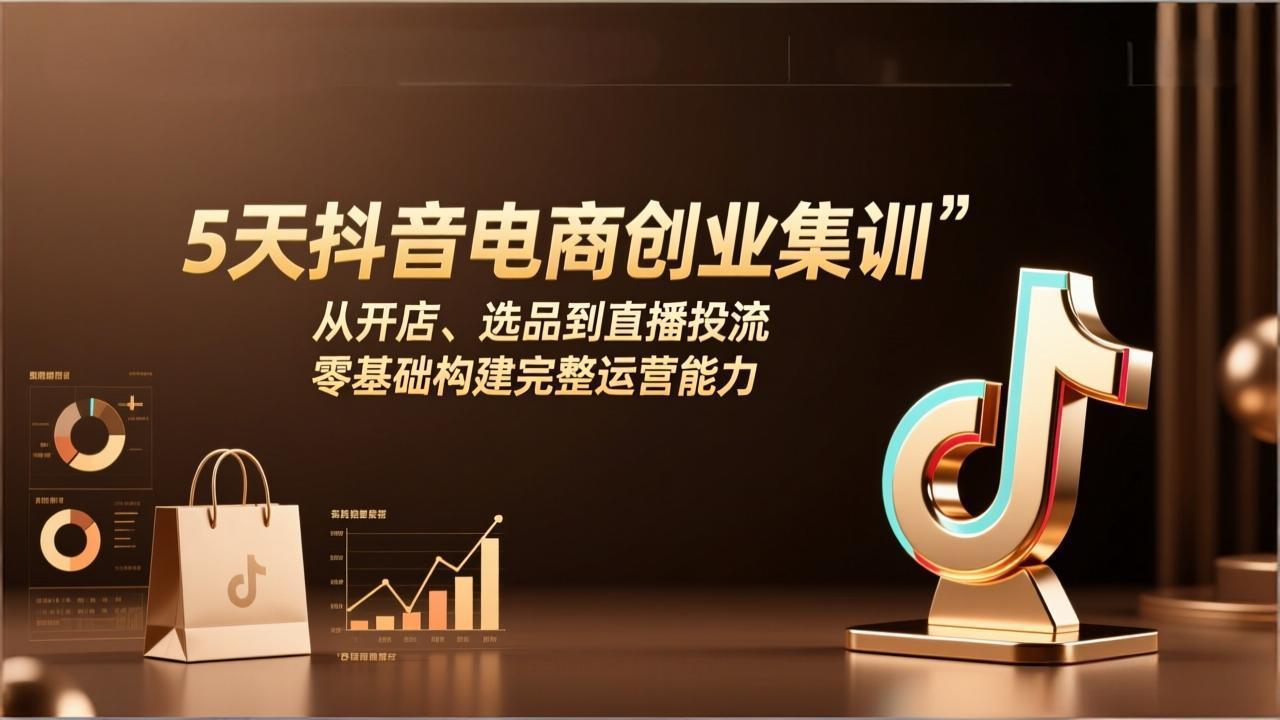5天抖音电商创业集训：从开店、选品到直播投流，零基础构建完整运营能力-小艾项目网
