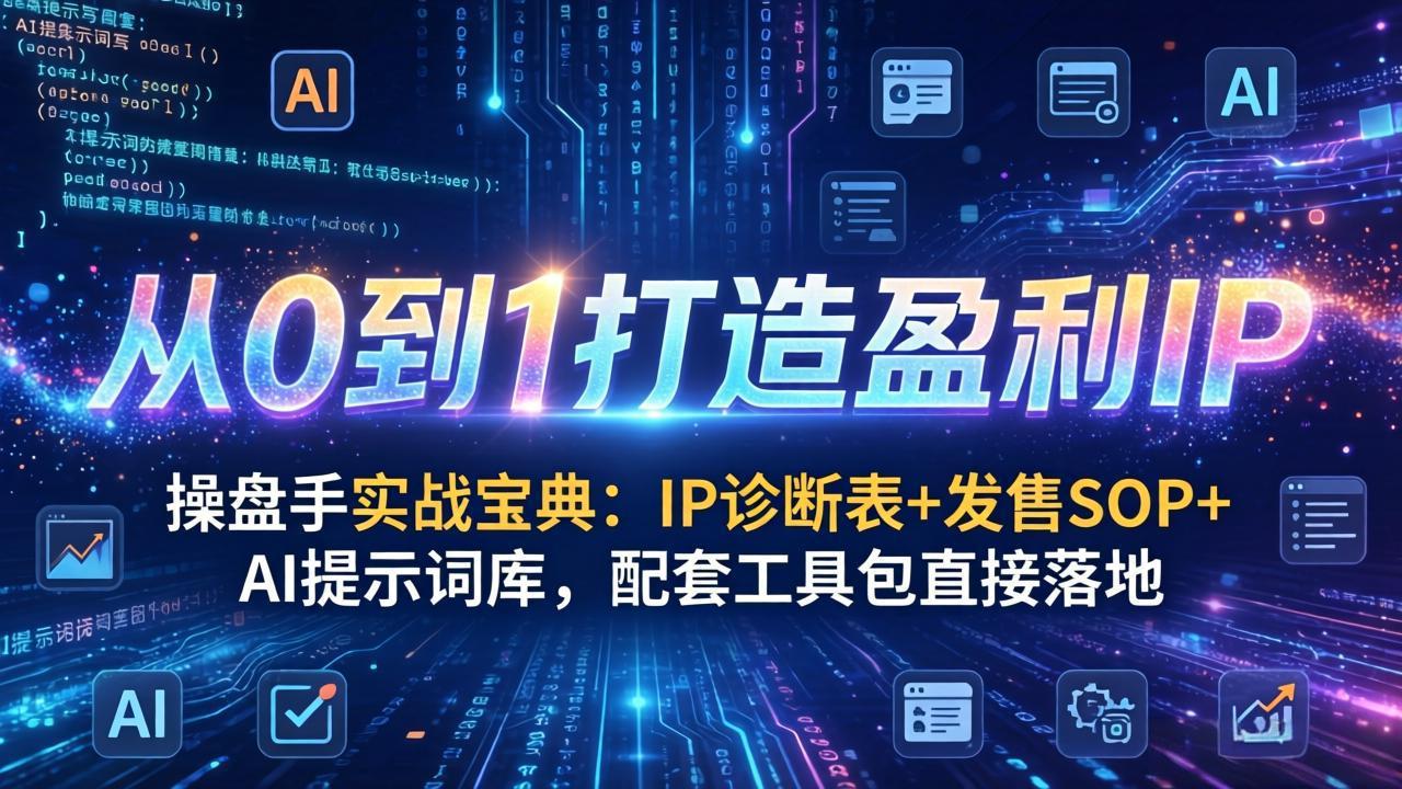 操盘手实战宝典：IP诊断表+发售SOP+AI提示词库，配套工具包直接落地，从0到1打造盈利IP-小艾项目网