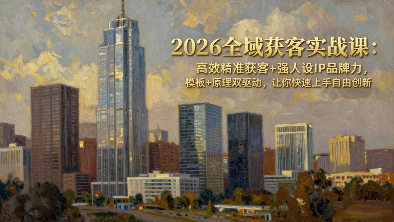 2026全域获客实战课：高效精准获客+强人设IP品牌力，模板+原理双驱动，让你快速上手自由创新-小艾项目网