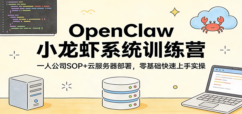 OpenClaw小龙虾系统训练营：一人公司SOP，云服务器部署，零基础快速上手实操-小艾项目网