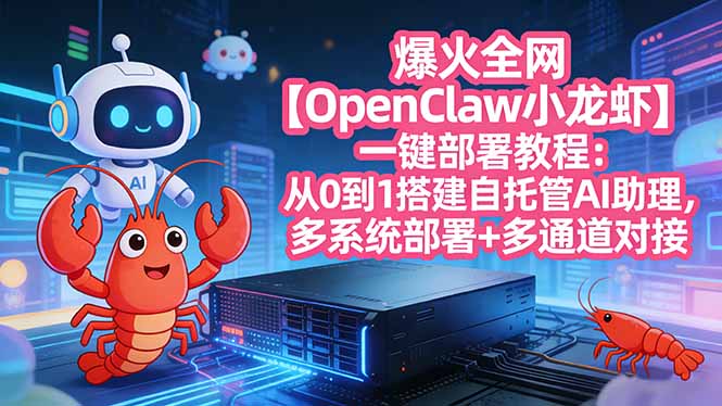 爆火全网【OpenClaw 小龙虾】一键部署教程：从0到1搭建自托管AI助理，多系统部署+多通道对接-小艾项目网