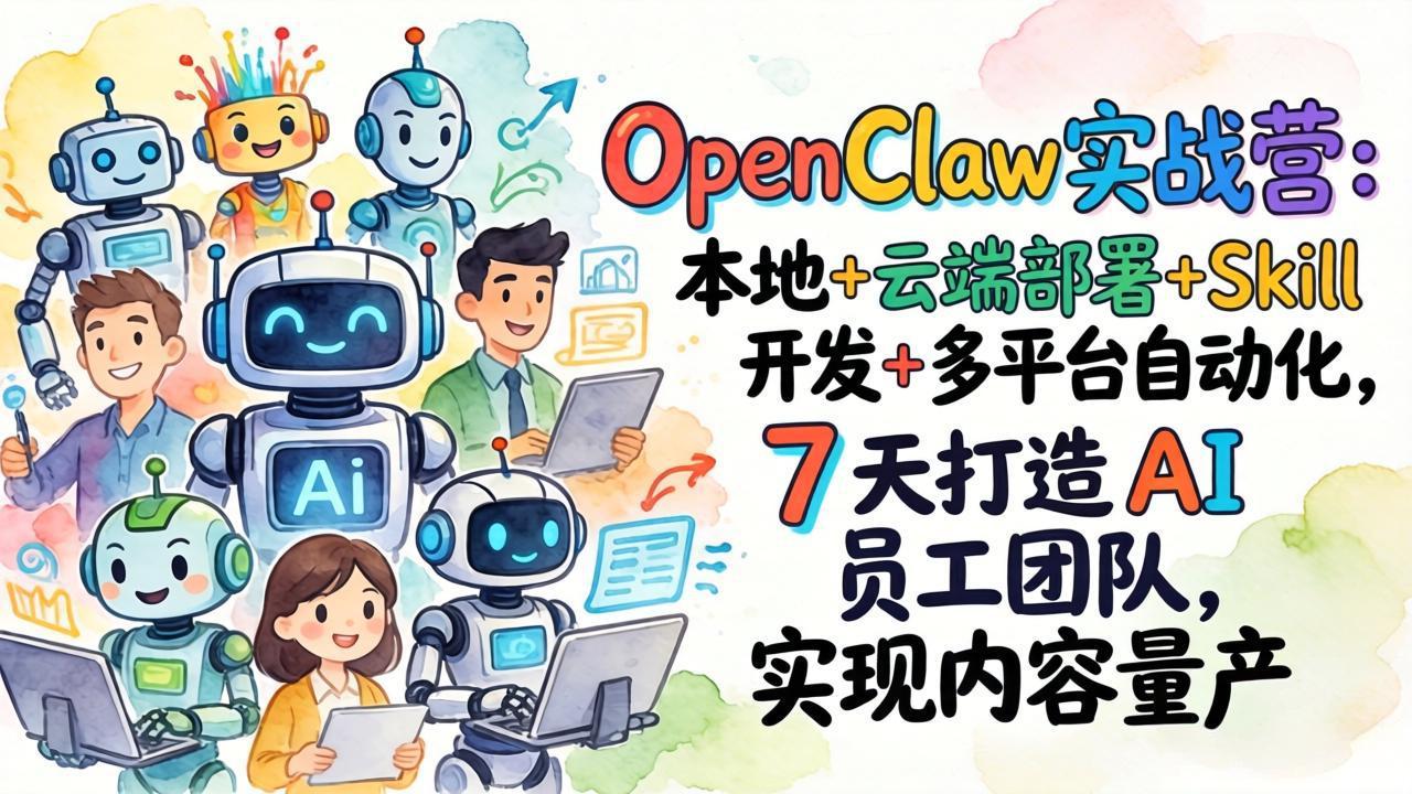 OpenClaw实战营：本地+云端部署+Skill开发+多平台自动化，7 天打造 AI 员工团队，实现内容量产-小艾项目网