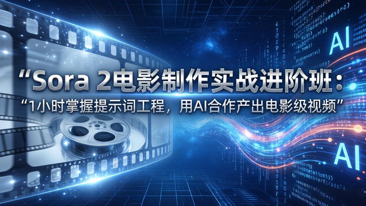 Sora 2电影制作实战进阶班：1小时掌握提示词工程，用AI合作产出电影级视频-小艾项目网