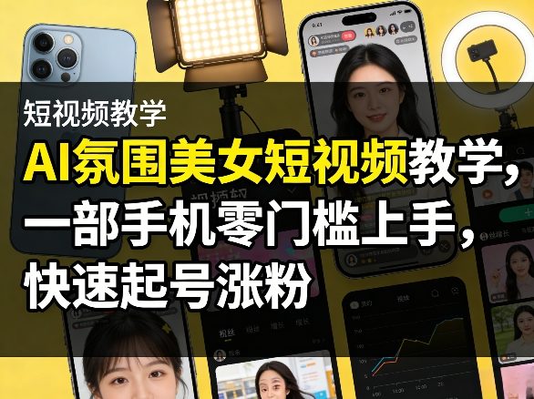 AI氛围美女短视频教学，一部手机零门槛上手，快速起号涨粉-小艾项目网