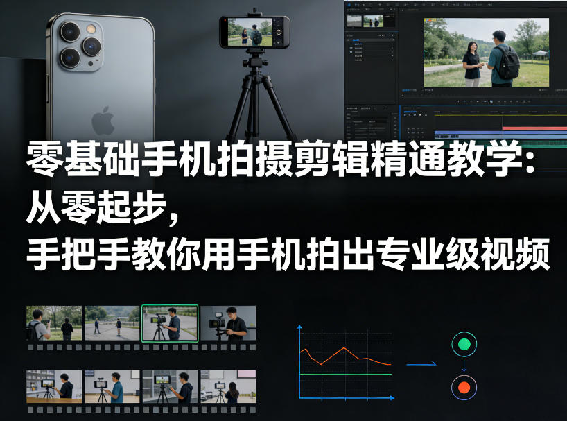 零基础手机拍摄剪辑精通教学：从零起步，手把手教你用手机拍出专业级视频-小艾项目网