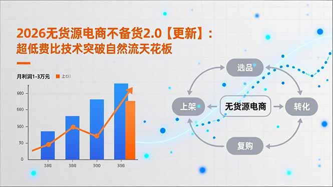 2026无货源电商不备货2.0【更新-3月】：超低费比技术突破自然流天花板，单店月利润1-3万元-小艾项目网