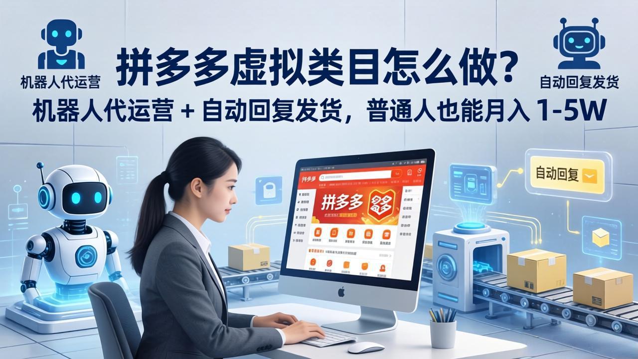 拼多多虚拟类目怎么做？机器人代运营 + 自动回复发货，普通人也能月入 1-5W-小艾项目网