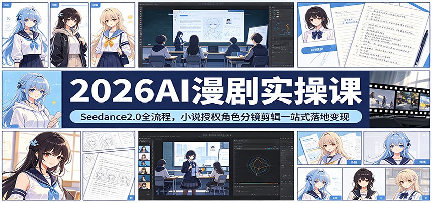 2026AI漫剧实操课：Seedance2.0全流程，小说授权角色分镜剪辑一站式落地变现-小艾项目网