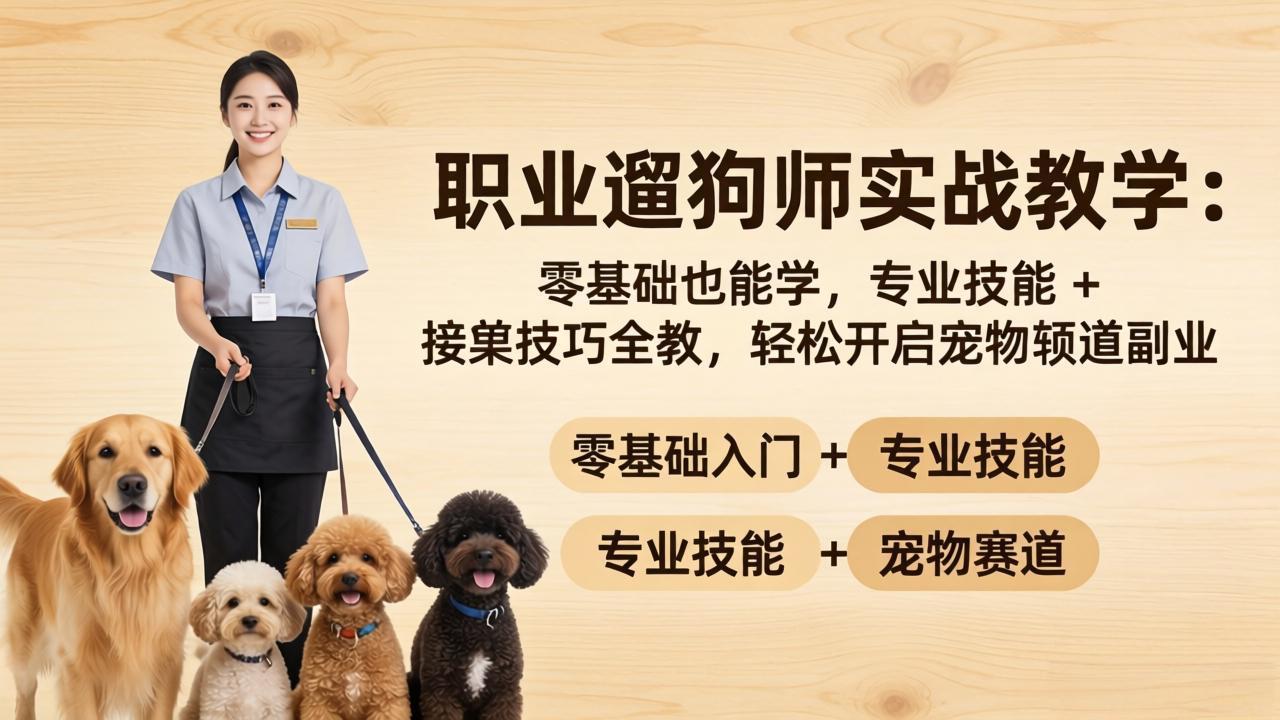 职业遛狗师实战教学：零基础也能学，专业技能 + 接单技巧全教，轻松开启宠物赛道副业-小艾项目网