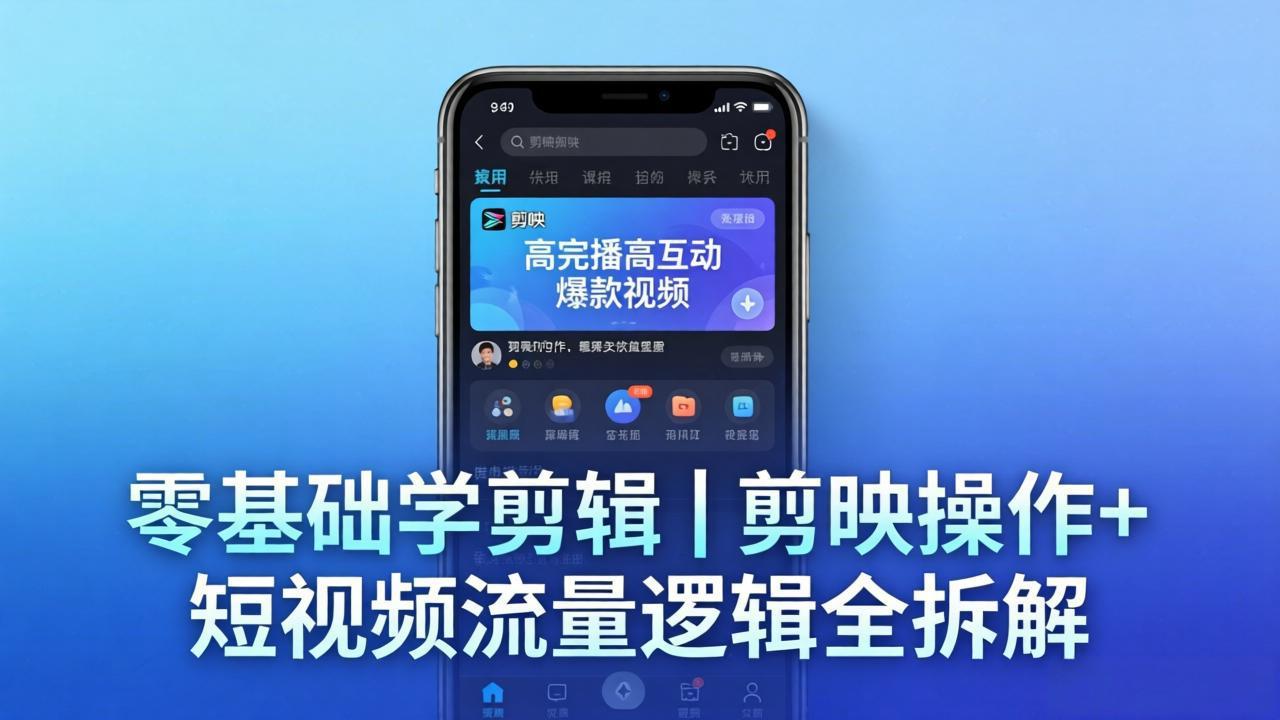 【零基础学剪辑】剪映操作+短视频流量逻辑全拆解｜手把手教你剪出高完播高互动爆款视频-小艾项目网