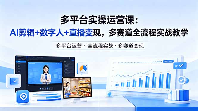 某团队多平台实操运营课-更新26年4月20：AI剪辑+数字人+直播变现，多赛道全流程实战教学-小艾项目网