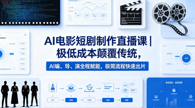AI电影短剧制作直播课｜极低成本颠覆传统，AI编、导、演全程赋能，极简流程快速出片-小艾项目网