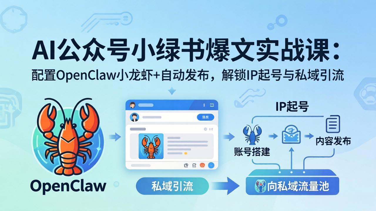AI公众号小绿书变现实战课：小绿书爆文写作+OpenClaw自动发布，解锁IP起号与私域引流-小艾项目网