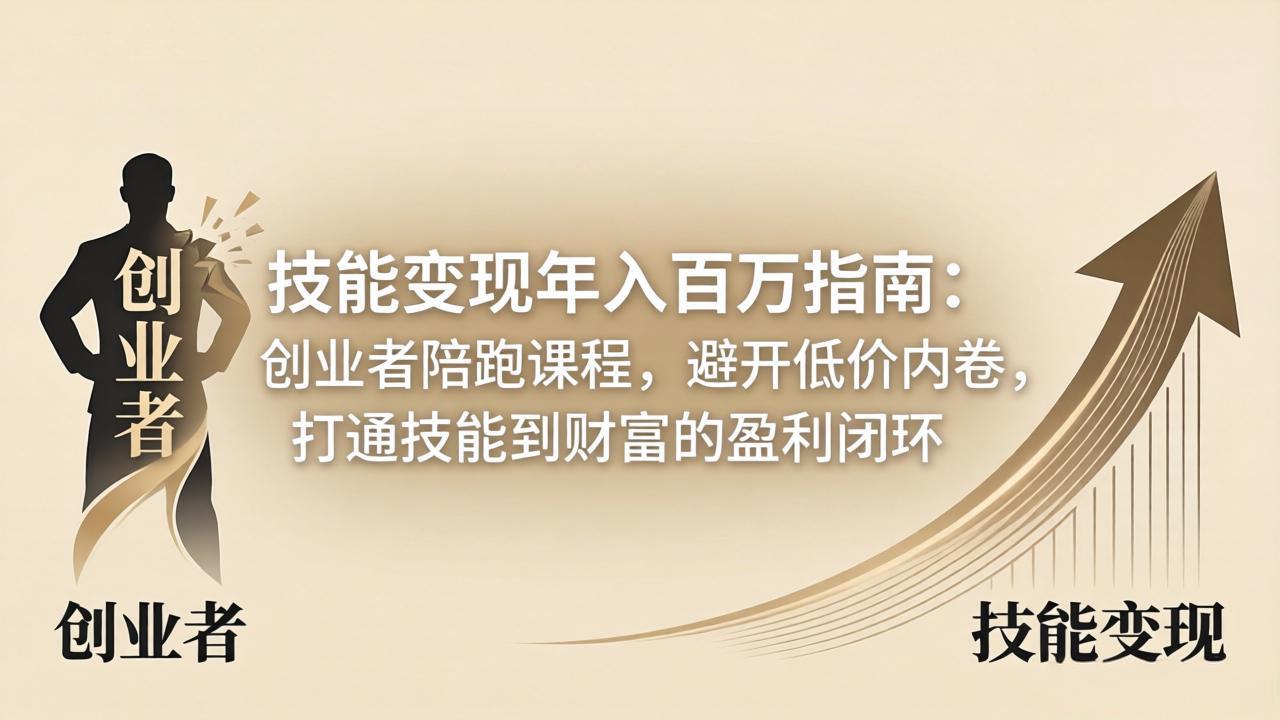 技能变现年入百万指南：创业者陪跑课程，避开低价内卷，打通技能到财富的盈利闭环-小艾项目网