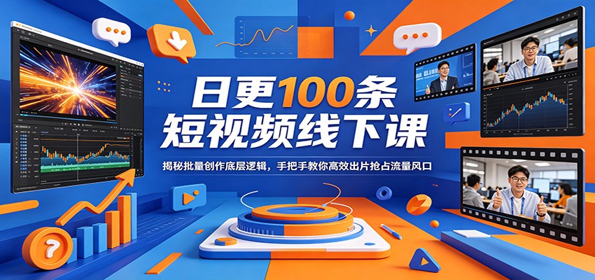 日更100条短视频线下课：揭秘批量创作底层逻辑，手把手教你高效出片抢占流量风口-小艾项目网