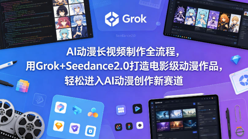 AI动漫长视频制作全流程，用Grok+Seedance2.0打造电影级动漫作品，轻松进入AI动漫创作新赛道-小艾项目网