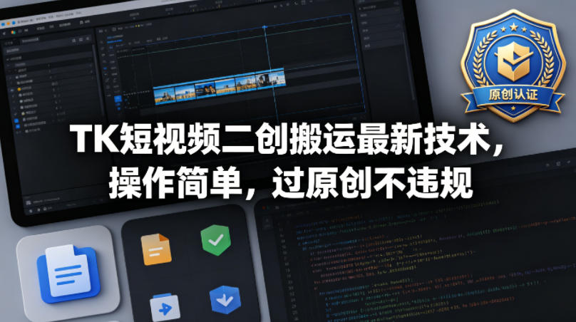 TK短视频二创搬运最新技术，操作简单，过原创不违规-小艾项目网