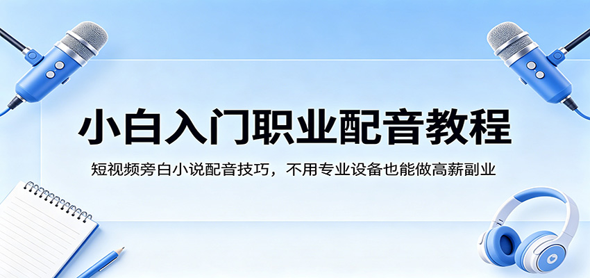 小白入门职业配音教程，短视频旁白小说配音技巧，不用专业设备也能做高薪副业-小艾项目网