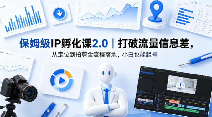 保姆级IP孵化课2.0｜打破流量信息差，从定位到拍剪全流程落地，小白也能起号-小艾项目网