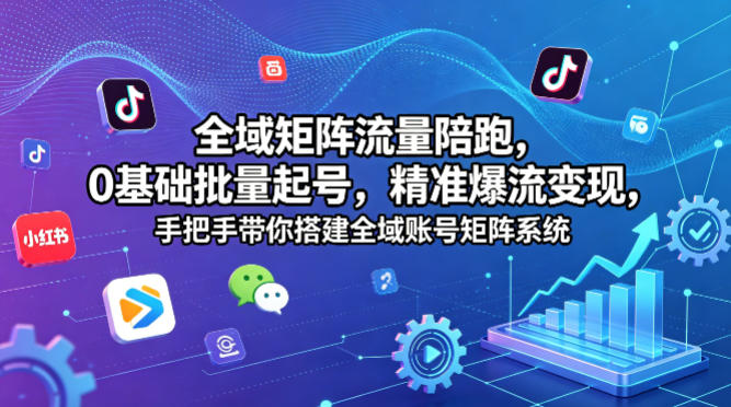 全域矩阵流量陪跑，0基础批量起号，精准爆流变现，手把手带你搭建全域账号矩阵系统-小艾项目网