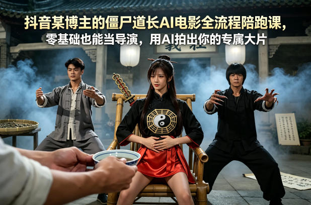 抖音某博主的僵尸道长AI电影全流程陪跑课，零基础也能当导演，用AI拍出你的专属大片-小艾项目网