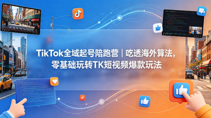 TikTok全域起号陪跑营｜吃透海外算法，零基础玩转TK短视频爆款玩法-小艾项目网