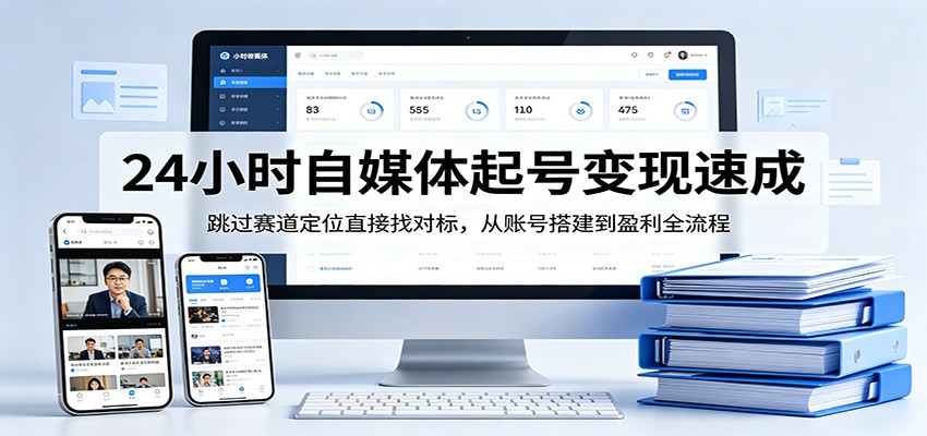 24小时自媒体起号变现速成，跳过赛道定位直接找对标，从账号搭建到盈利全流程-小艾项目网