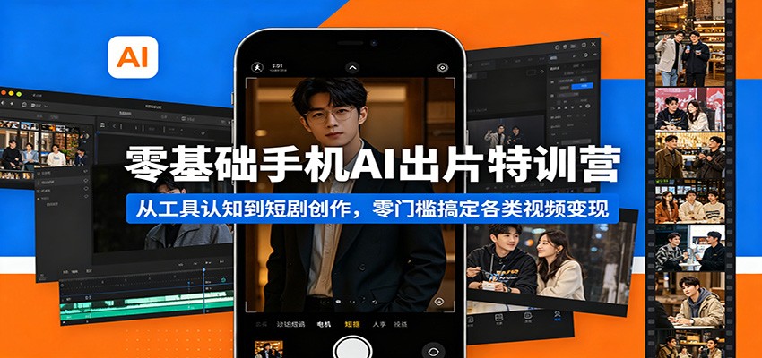 零基础手机AI出片特训营：从工具认知到短剧创作，零门槛搞定各类视频变现-小艾项目网