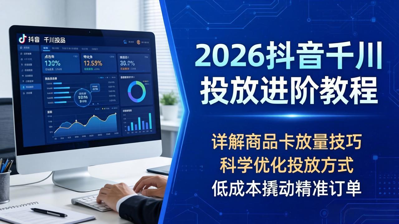 2026抖音千川投放进阶教程，详解商品卡放量技巧，科学优化投放方式，低成本撬动精准订单-小艾项目网