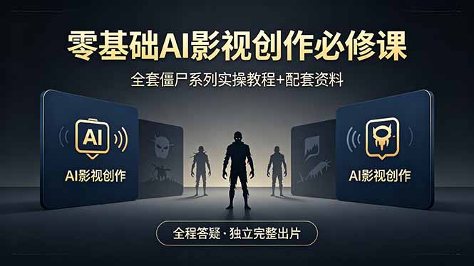 零基础AI影视创作必修课，全套僵尸系列实操教程加配套资料，全程答疑带你独立完整出片-小艾项目网