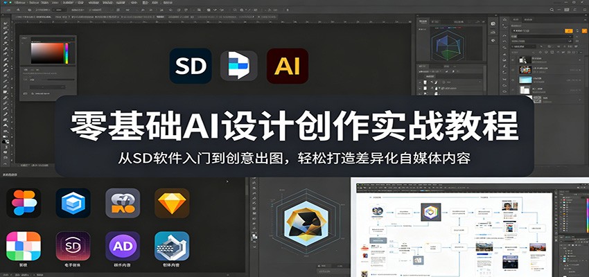 零基础AI设计创作实战教程：从SD软件入门到创意出图，轻松打造差异化自媒体内容-小艾项目网