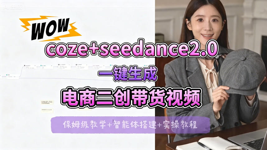 【Coze工作流搭建实操教程】seedance2.0+coze一键生成电商二创带货视频，全流程保姆级教学-小艾项目网