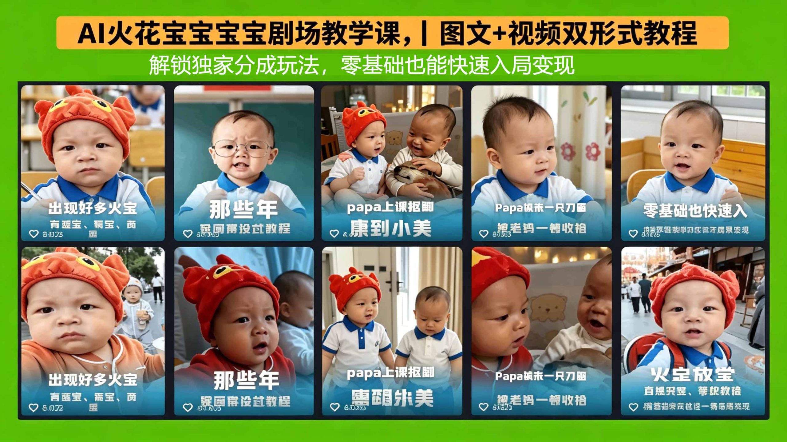 AI火花宝宝宝宝剧场教学课，图文+视频双形式教程，解锁独家分成玩法，零基础也能快速入局变现-小艾项目网