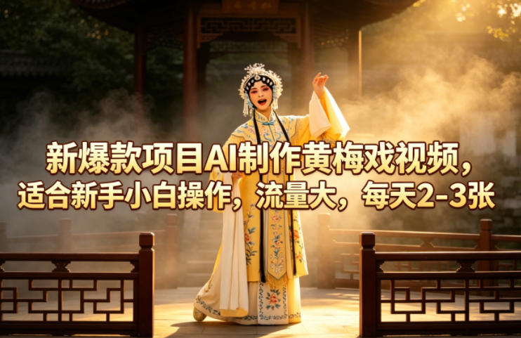 新爆款项目AI制作黄梅戏视频，适合新手小白操作，流量大，每天2-3张-小艾项目网