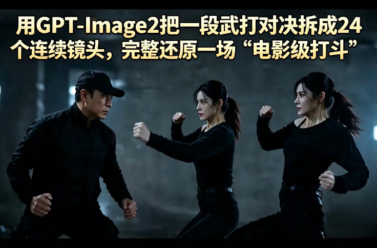 用GPT-Image2把一段武打对决拆成24个连续镜头，完整还原一场“电影级打斗”-小艾项目网