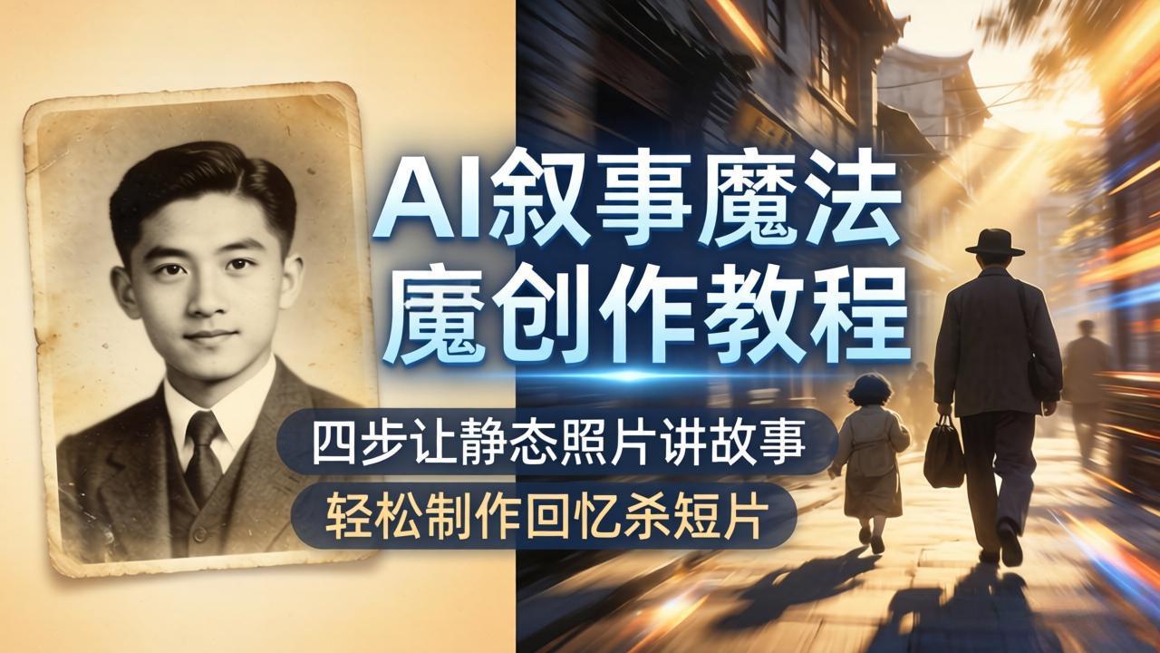 AI叙事魔法创作教程，四步让静态照片讲故事，老照片修复加动态特效，轻松制作回忆杀短片-小艾项目网