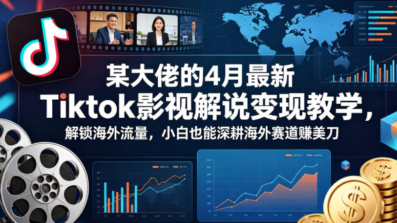 某大佬的4月最新Tiktok影视解说变现教学，解锁海外流量，小白也能深耕海外赛道賺美刀-小艾项目网