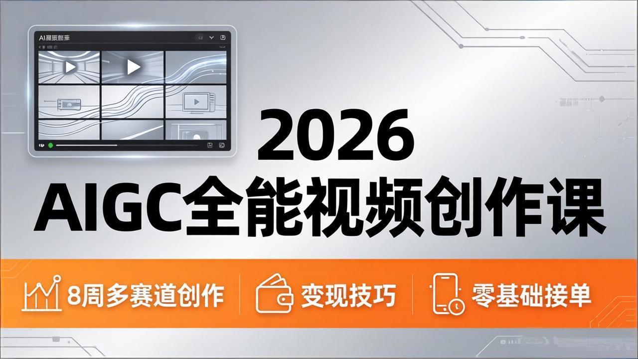 2026AIGC全能视频创作课，8周吃透多赛道创作+变现，零基础也能高效出片接单-小艾项目网