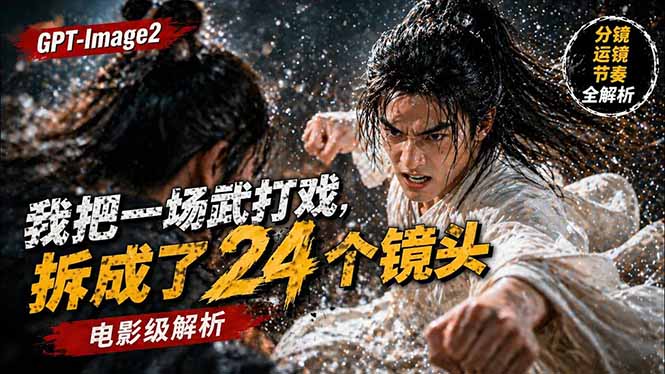 用GPT-Image2，把一段武打对决拆成24个连续镜头，从人物建立、动作衔接、运镜节奏，到情绪爆发-小艾项目网